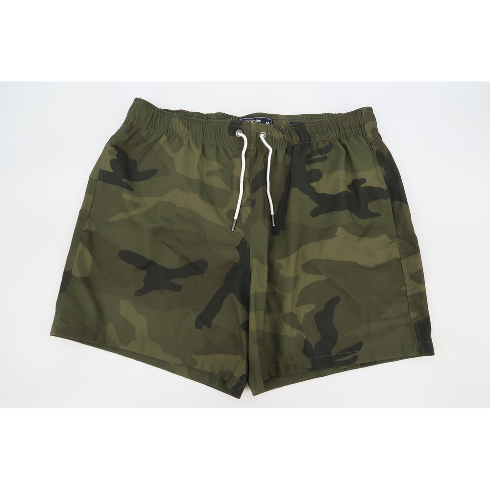 Abercrombie & Fitch Swim Trunks Mens Medium Green Camo Stretch 5 Inch Inseam